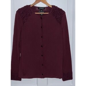 2 piece ST. JOHN Burgundy Knit Cardigan Sweater and Tank Top Women's Size L